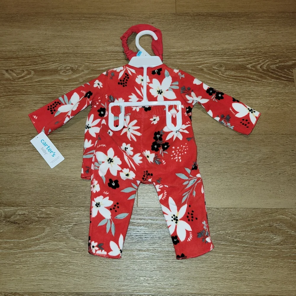 Carter’s Baby Floral 3-Piece Red Pajamas Size 6 Month New